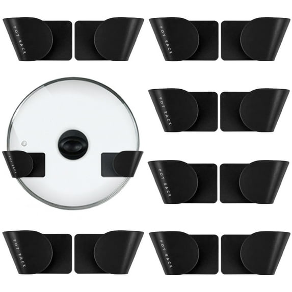 Adjustable Pot Lid Organizer Cabinet Door Kitchen Organization, (6 Pairs) Pot Lid Holder Kitchen Hacks, Pot Lid Organizers Inside Cabinet Door, Wall Mount Pot Lid Hanger by FLANCCI, Black set 6 Pairs