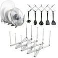thumbnail image 1 of Adjustable Pot Lid Organizer, Expandable Stainless Steel Rack for Lids, Plates, Pans & Bakeware, Non-Slip Multipurpose Kitchen Cabinet Organizer gifts under 30 dollars for adults, 1 of 9