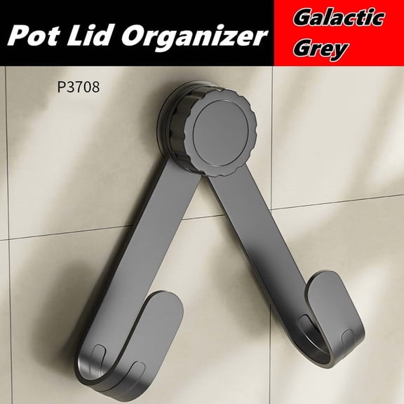 Adjustable Pot Lid Organizer No Drilling Adhesive Rust Resistant Metal Pan Lids Holder, Space Saving Kitchen Storage Rack Fits