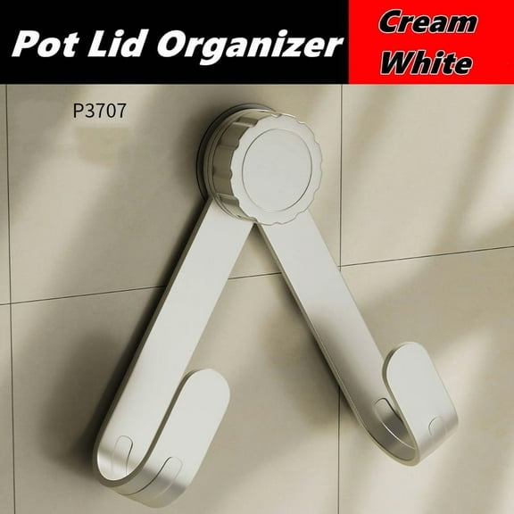 Adjustable Pot Lid Organizer No Drilling Adhesive Rust Resistant Metal Pan Lids Holder, Space Saving Kitchen Storage Rack Fits