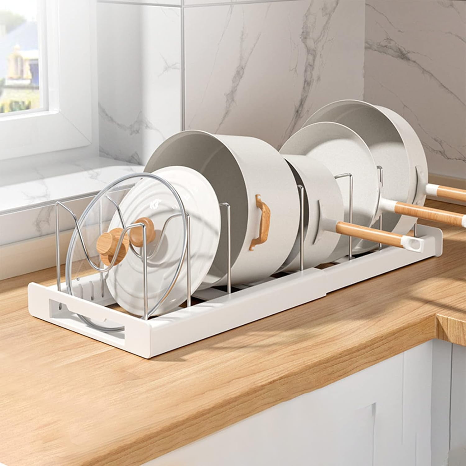 Adjustable Pot Organizer Rack for Kitchen Cabinet - 12