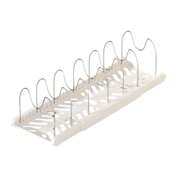 Adjustable Pots Pans Shelf Organizer with 7 Compartments Cabinet Storage Rack