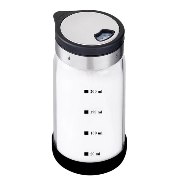 Adjustable Pour Spice Shaker Bottle 150ml Glass Pepper Dispenser with Rotatable Stainless Steel Lid and Measuring Marks for Kitchen Seasoning Control
