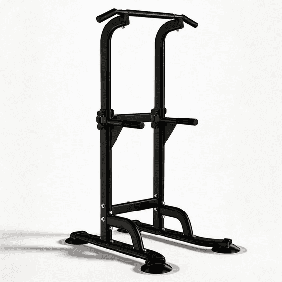 Adjustable Power Tower Pull Up Bar Station, No-Drill Dip Station with Suction Base, Multi-Function Home Gym Strength Training Equipment