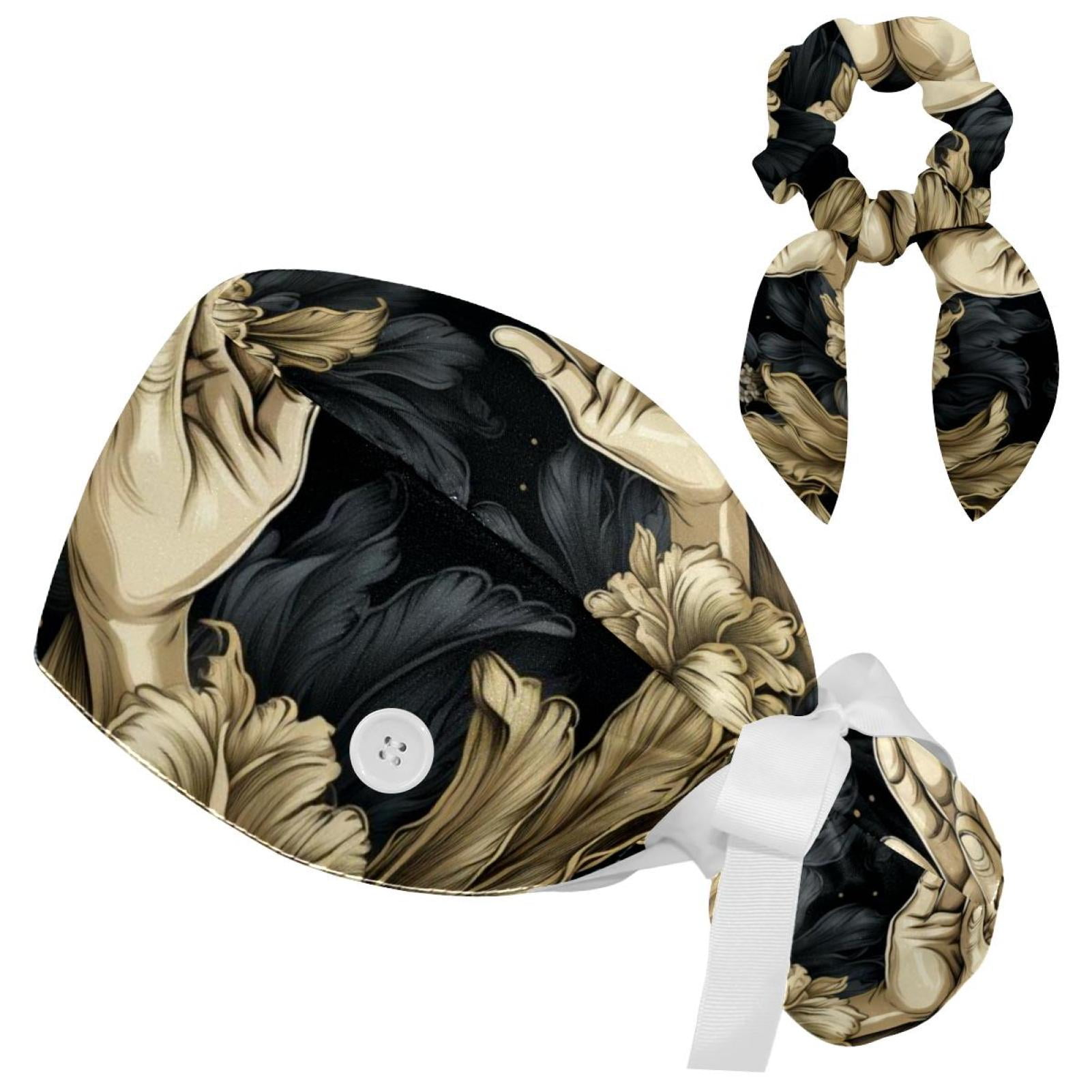 Adjustable Surgical Caps Nurse, Working Cap With Bow Hair Rings For Women American Flag And Flower Bouffant Scrub Hat 87a76265 Ced5 4b72 98a5