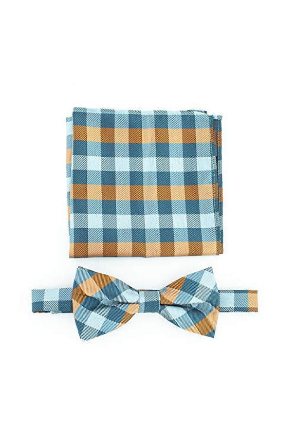 Adjustable Pre-Tied Bow Tie Elegant Bow Tie For Men And Boys Set | Turquoise Bow Ties & Pocket Square