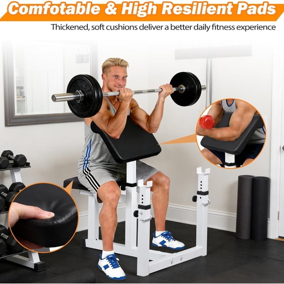 Adjustable Preacher Curl with Leg Developer, Heavy Duty Steel Weight for Home Gym Biceps Training
