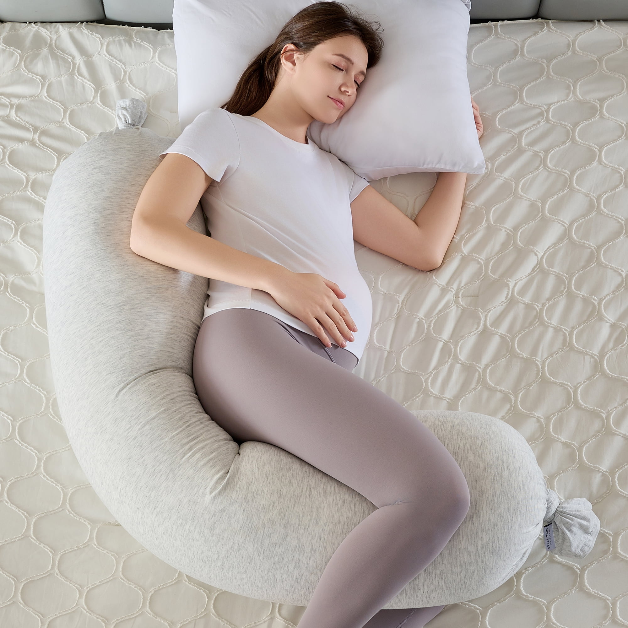 Adjustable Pregnancy Body Pillow, Smooth and Soft Cover, Shaped Full Body Maternity Pillow with Removable Cover