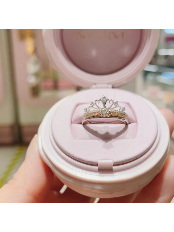 Adjustable Princess Castle Ring Open Fireworks Crown Design Electroplated Copper Alloy Jewelry Gift For Ladies