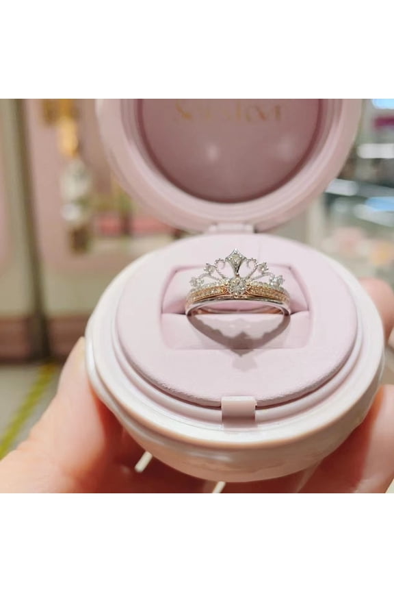 Adjustable Princess Castle Ring Open Fireworks Crown Design Electroplated Copper Alloy Jewelry Gift For Ladies