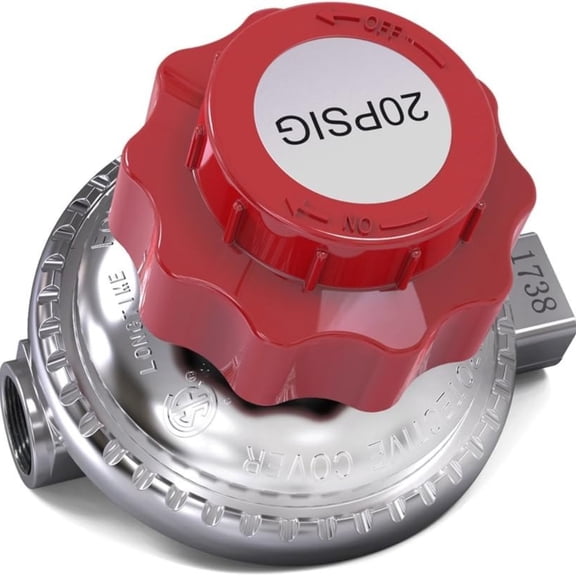 Adjustable Propane Regulator, 0-20 PSI for Grill, RV, Heater, 1/4" FNPT, Red