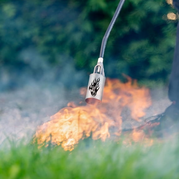 Adjustable Propane Weed Torch - High Output 1,800,000 BTU with 10FT Hose, Flame Control and Turbo Trigger Push Button Igniter for Garden Wood Ice Snow Road (BLUE-Curved Spout)