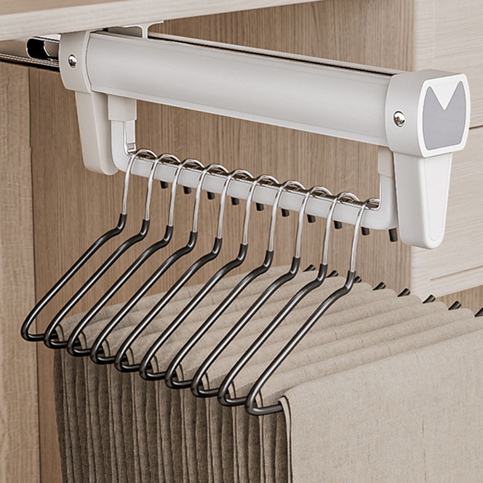 Adjustable Pull Out Clothes Storage Rod Space Saving Aluminum Alloy ...