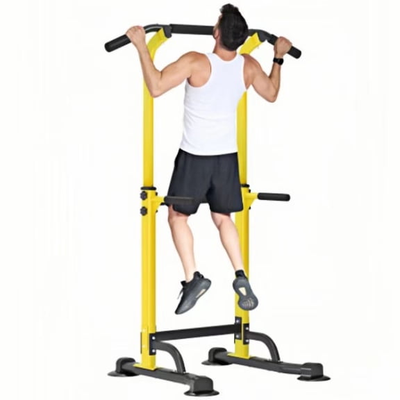 Adjustable Pull Up Bar & Dip Station - 10 Height Settings, 400LBS Capacity, Multifunctional Home Gym Strength Trainer for Men & Women,Black