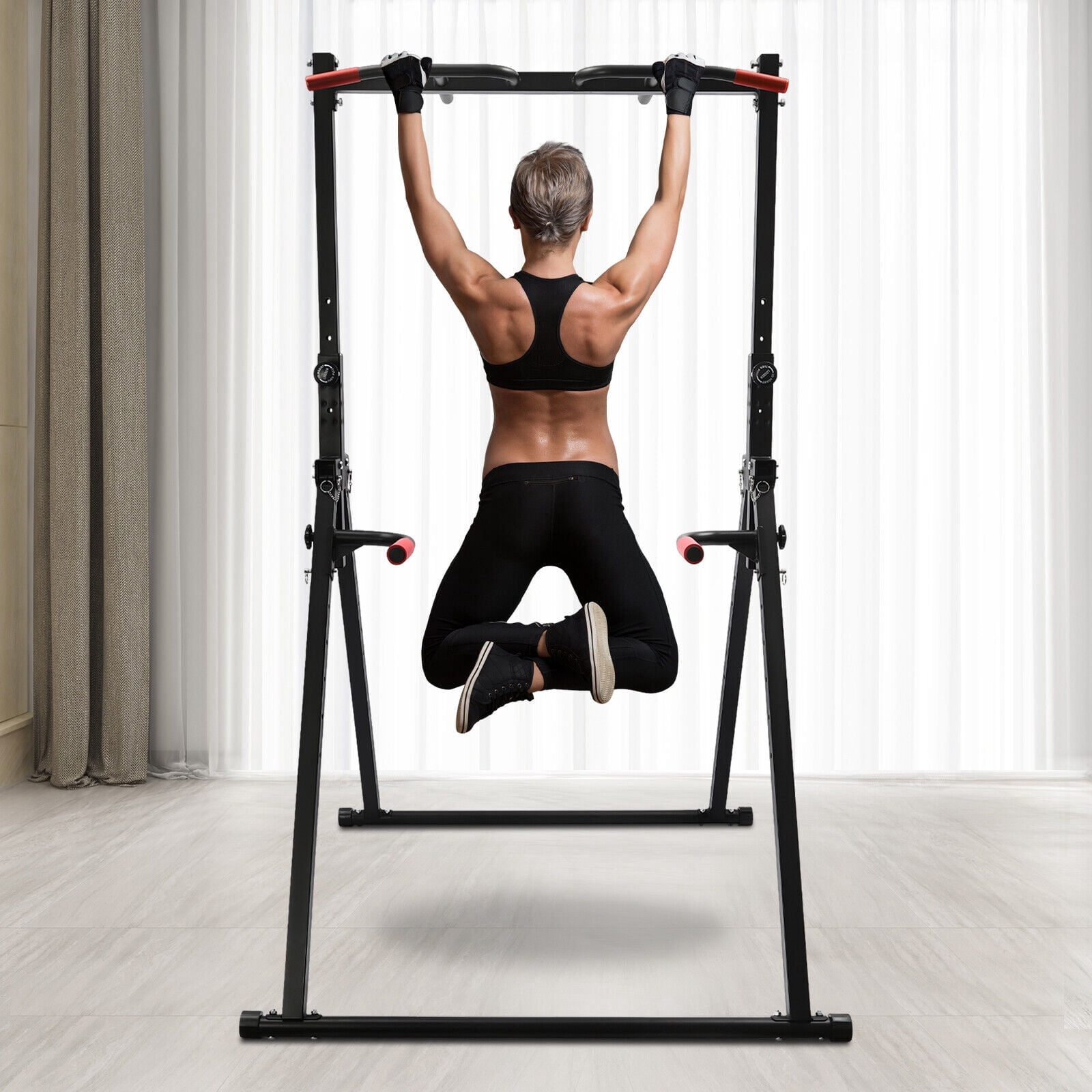 Adjustable Pull up Bar Dip Station for Home Gym Strength Training Workout 440lbs