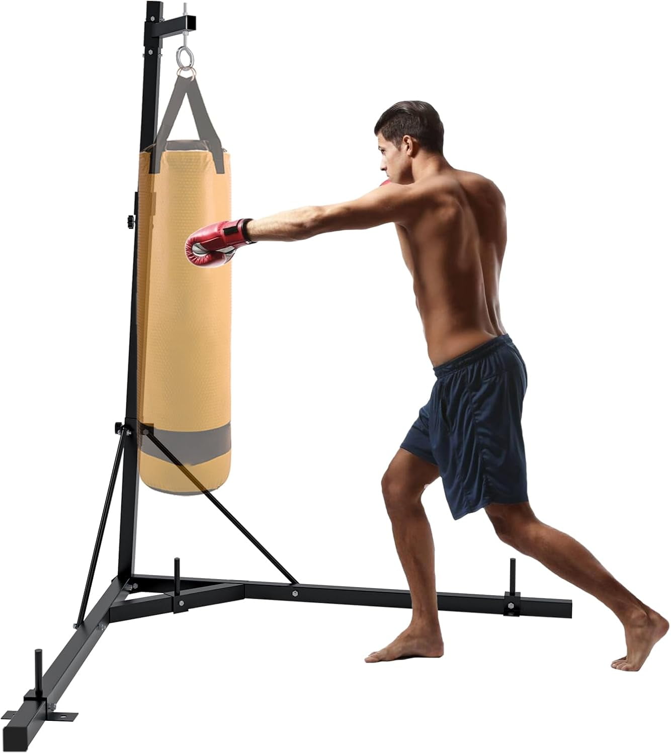 Adjustable Punching Bag Stand 150 LBS Capacity Heavy Bag Stand Steel Boxing Stand Free Standing for Home Gym Fitness, Stand Only