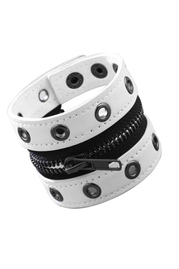 Adjustable Punk Chain with Reinforced Metal Clasp, Synthetic Leather Cuffs for Edgy Streetwear