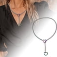 thumbnail image 1 of Adjustable Punk Heart Lock Pendant Necklace - Stylish Long Cuban Link Y Shape Jewelry for Women - Stainless Steel Heart Necklace for Everyday Fashion, 1 of 4