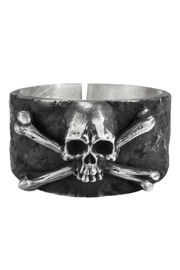 Adjustable Punk Style Skull Ring: Unisex Geometric Thai Silver Copper Ring, Gold-Plated with Artificial Gemstones, 18mm Inner Diameter