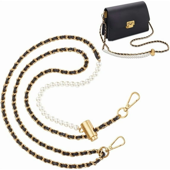Adjustable Purse Chain Straps 27.95-48.42 Inch Metal Adjustable Shoulder Bag Chain Replacement PU Leather Crossbody Chain Strap Golden