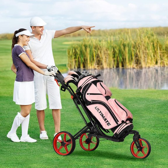 Adjustable Push Cart with 360° Swivel Wheels, Aluminum Frame, and Elastic Strap - Portable and Durable Trolley