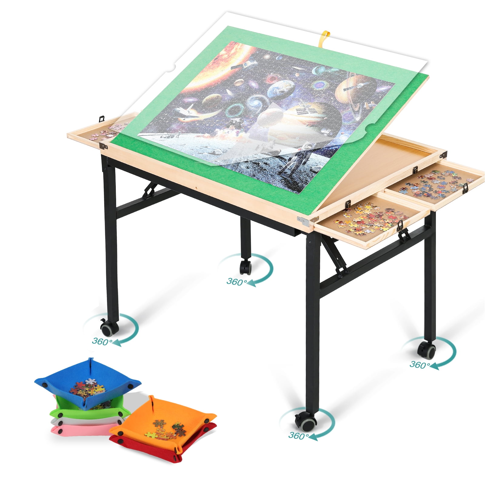 1500 Piece Jigsaw Puzzle Table with Drawers, Folding Legs & Cover for Kids  and Coffee