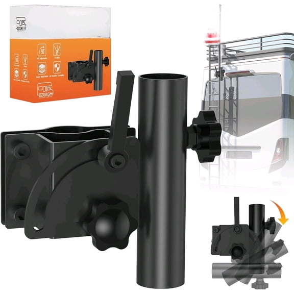 Adjustable RV Flag Pole Mount, Heavy-Duty RV Flag Holder for 1"1.5" RV Ladders, Fits 1"1.25" Flagpoles, Vertical & Horizontal Installation, Durable Camper Flag Mount