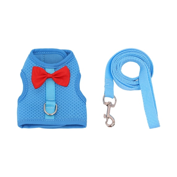 Adjustable Rabbit Harness with 3.94ft Leash, Breathable Mesh Vest for Small Pets, Escape Proof for Outdoor Walking, Blue