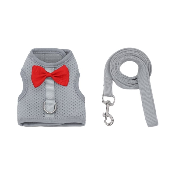 Adjustable Rabbit Harness with 3.94ft Leash, Breathable Mesh Vest for Small Pets, Escape Proof for Outdoor Walking, Gray