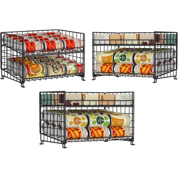 X-COSRACK 6-Tier Stackable Can Organizer for Pantry, Adjustable Gravity Can Dispenser Rack with Tilt Design, Heavy Duty Metal Storage Holder for Kitchen Cabinet, Soda & Canned Food