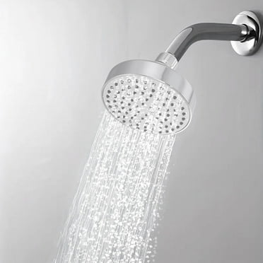 Adjustable Rainfall Shower Head 4 Inch Thickened High Pressure with Rubber Jets Silver