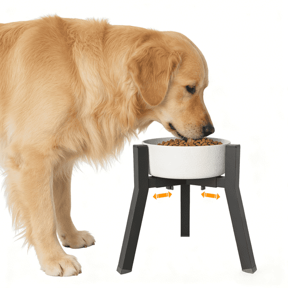 Adjustable Raised Dog Bowl Stand for Large Dogs, Single Raised Feeder Station (Bowl Not Included)