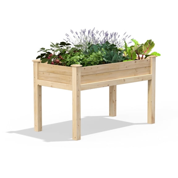 Adjustable Raised Garden Bed with 8 Panels for Vegetables Herbs Flowers, Outdoor Patio Deck Balcony Planting, Rustic Cedar Wood, Brown