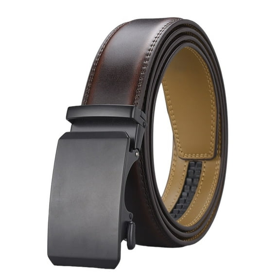 Adjustable Ratchet Leather Belt with Alloy Buckle