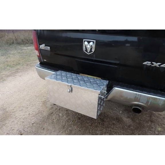 Adjustable Receiver Hitch Tool Box 24" Silver Diamond Plate