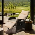 thumbnail image 1 of Adjustable Recliner, Relaxing Sofa Chair with Retractable Table Board, Outdoor Wicker Furniture Lounge with Soft Thicken Cushions, for Porch, Backyard, Pool or Garden, Beige, 1 of 7