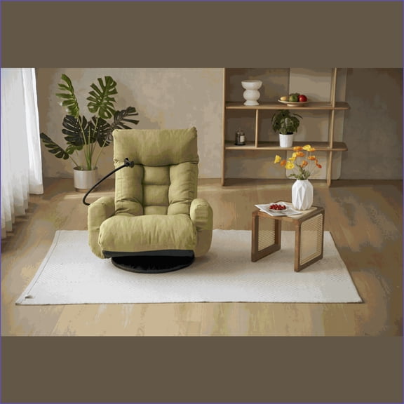 Adjustable Reclining Sofa Chair | 360 Rotatable | Built-In Phone Holder | Sage Green | Metal