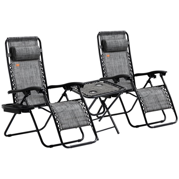 Adjustable Reclining Zero Gravity Chairs with Folding Table / Relaxing Outdoor Lounge for Backyard and Lawn