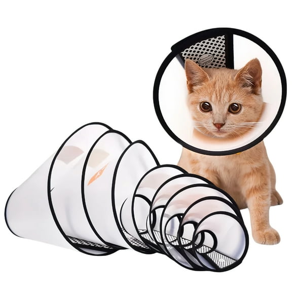 Adjustable Recovery Pet Cone, Lightweight Plastic Elizabethan Collar for Large Cats and Small Size Dogs