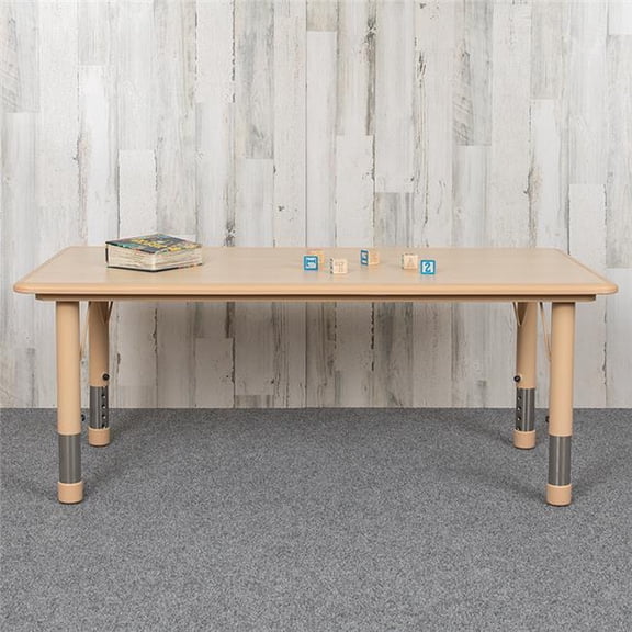 Adjustable Rectangular Activity Table - Natural - 23.625 x 47.25 in. - Durable Laminate Top