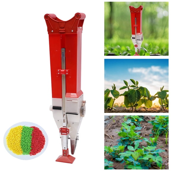 Adjustable Red&Silver Seed Fertilizer Spreader Household Seeding Machine Hand-Held Applicator Grow Kit