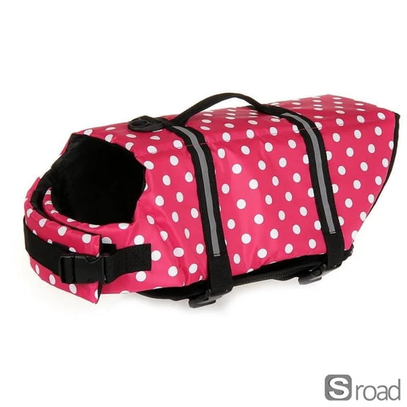 Adjustable Reflective Dog Life Vest, Summer Pet Swim Aid Safety Jacket For Small Dogs Like Chihuahua, Yorkie, Pug, French Bulldog,XL-15-20kg,Pink Dot,Animal