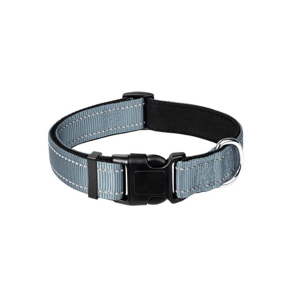 Adjustable Reflective Neoprene Padded Nylon Dog Collar Secure Buckle Medium Pet Comfort Fit