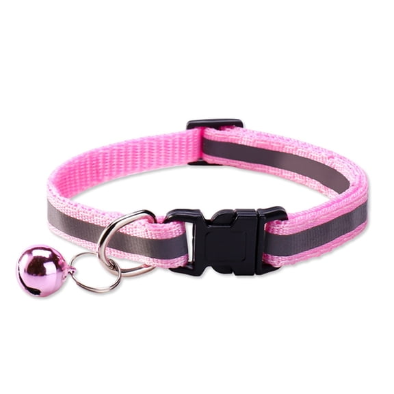 Adjustable Reflective Nylon Dog Cat Collar Night Strap with Hook Loop Closure for Outdoor Visibility
