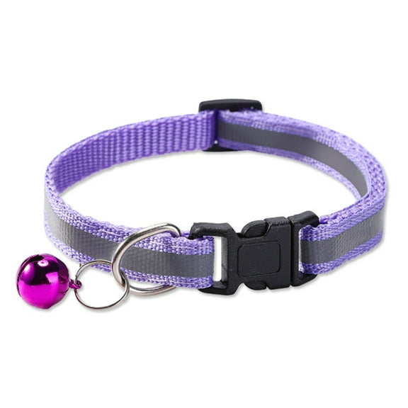 Adjustable Reflective Nylon Dog Cat Collar with Secure Hook Loop Night Strap