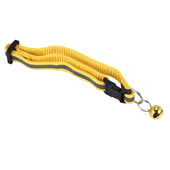 Adjustable Reflective Pet Collar Safety Release Buckle with Bell for Cat Dog (Yellow) y5077