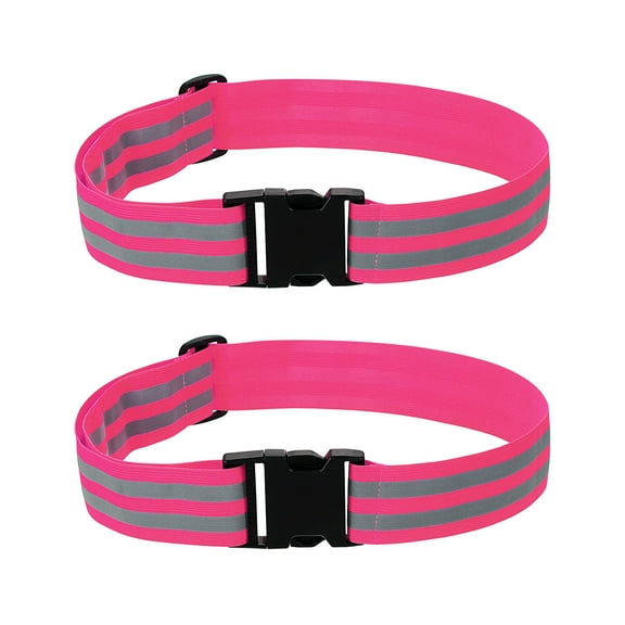 Adjustable Reflective Running Belt 1.5 Inch, 2 Pcs Glow Pt Belt Sash, Pink