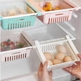 thumbnail image 1 of Adjustable Refrigerator Storage Organizer Expandable Plastic Fridge Shelf Basket Space-Saving Kitchen Drawer, Pink, 1 of 4