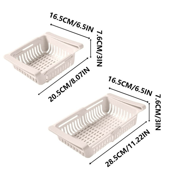 Adjustable Refrigerator Storage Rack 11.22x6.5in Pull-Out Organizer - Food Grade Plastic Fridge Shelf for Freezer & Fresh-Keeping (Beige)​