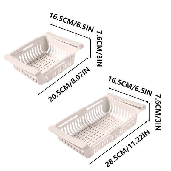 Adjustable Refrigerator Storage Rack 11.22x6.5in Pull-Out Organizer - Food Grade Plastic Fridge Shelf for Freezer & Fresh-Keeping (Beige)